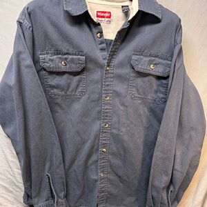Wrangler Western Denim Men’s Long Sleeve Button Shirt - Navy Size Large